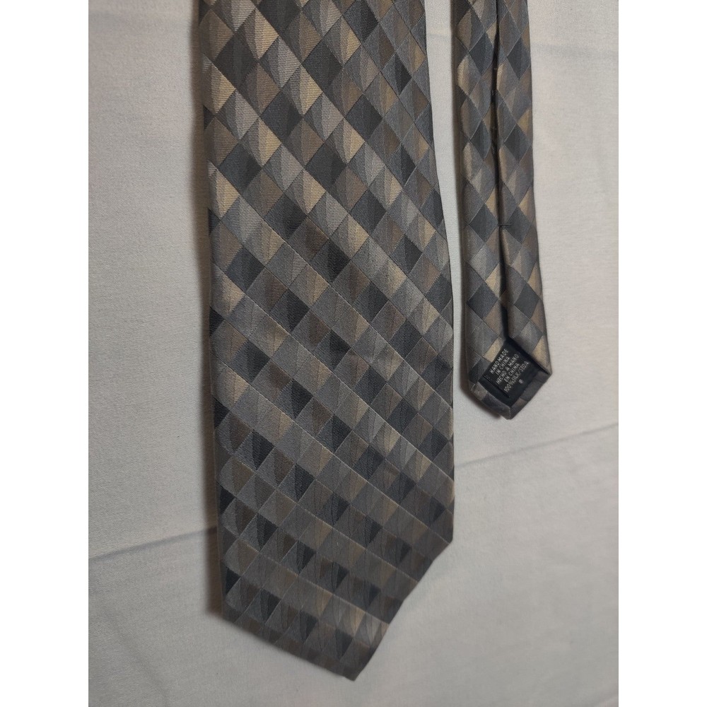 Van Heusen Men's Geometric Plaid Tie Multicolor Size Regular Silk